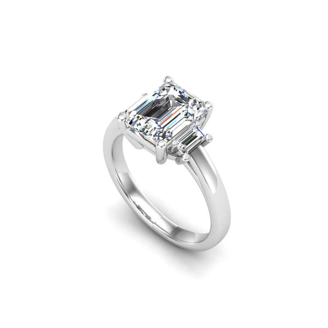 Jennifer Emerald Three-Stone Engagement ring